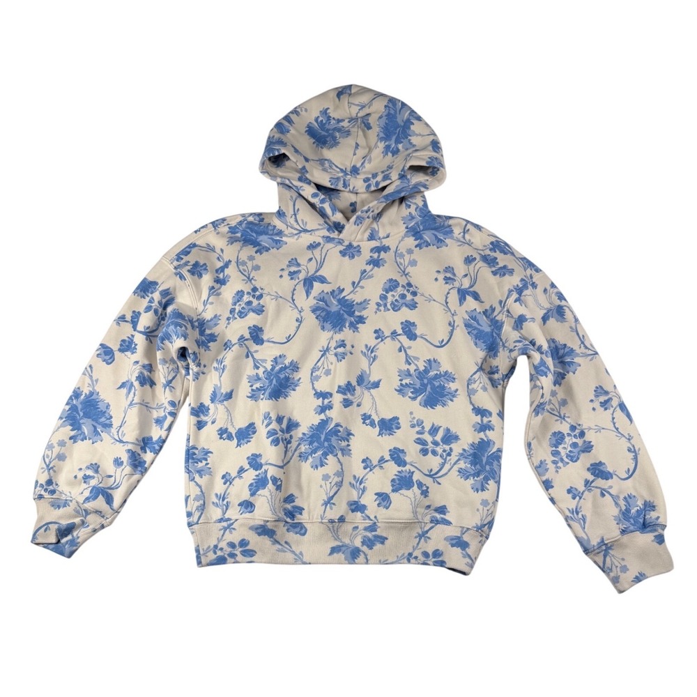 Abercrombie & Fitch Floral Toile Hoodie Blue Cream Soft A&F Collection medium - Picture 2 of 8